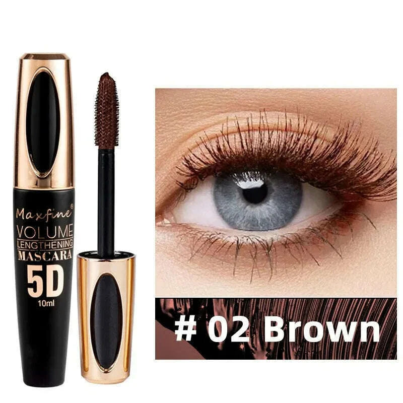 MAXFINE 5D Silk Fiber Eyelash Mascara, the Black Amount and Length of Mascara Are Strong and Lasting, Waterproof and Non-caking