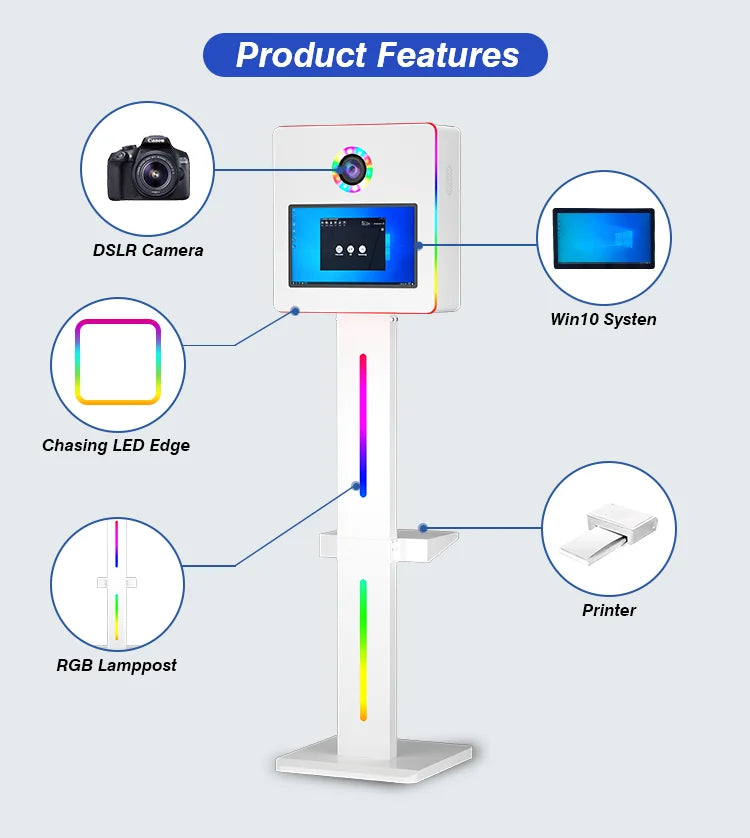 High Quality Portable Standzone 15.6 Inch Touch Screen DSLR Photo Booth Machine Selfie Photo Booth for Wedding Party...