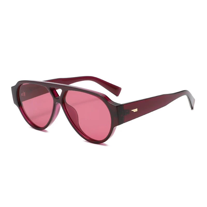 SO&EI Fashion Oversized Pilot Double Bridges Women Sunglasses Retro Rivets Men Red Green Shades UV400 Sun Glasses |...
