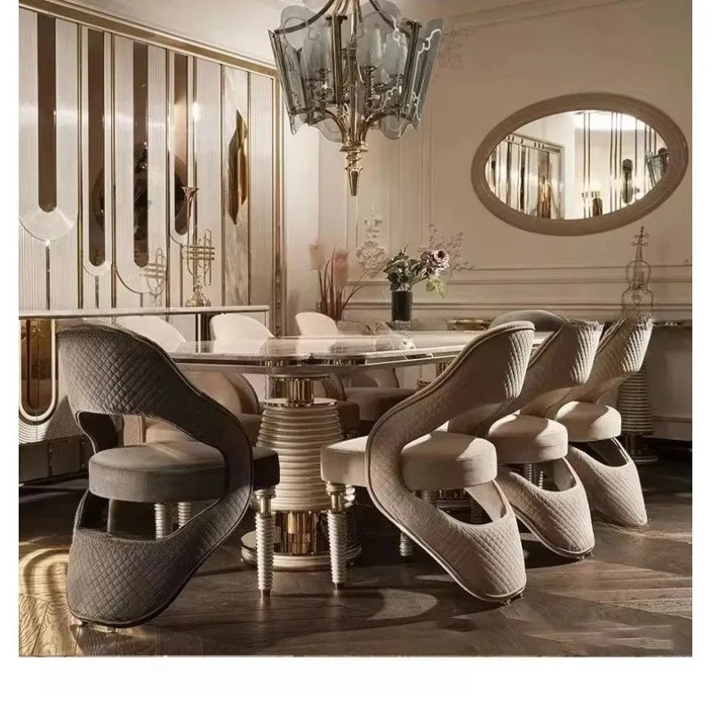 Dining Room Furniture High End Villa Dining Table Sets with 8 10 Chairs Marble Top Dining Table - Kimlud