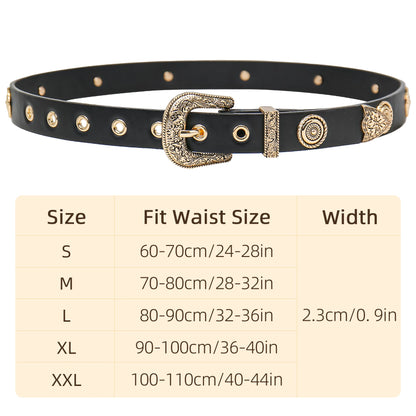 Women Studded Faux Leather Belt Fashion Western Punk for Womens Belts for Dresses Pants Jeans