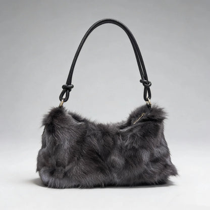 Winter Fox Fur Bag Women's  Bag Fashion  Handbag Ladies Bags Purses Women Shoulder Bag Real Silver Fox Fur Messenger Bags