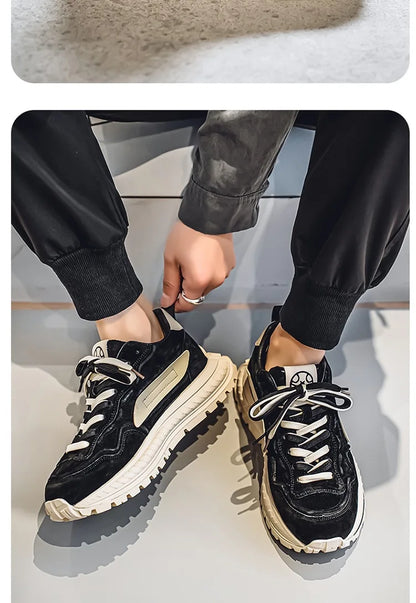 Color-Block Dad Shoes Men's Spring Autumn New Style Thick Bottom Sports Shoes Casual Running Shoes Low Cut Breathable Mesh - Kimlud