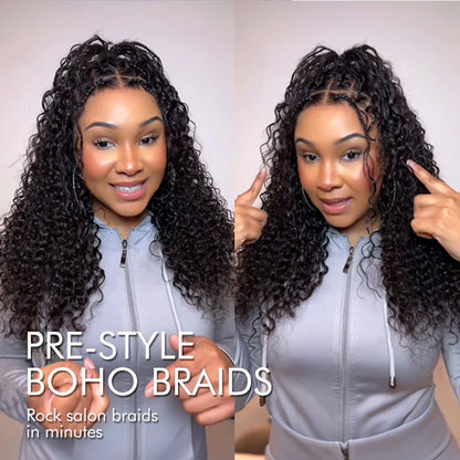 Knotless Boho Braids HD 13x6 Lace Frontal Human Hair Wig Braided Wigs Glueless Raw Human Hair Wigs Boho Braided Hair Wig