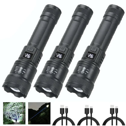 6000000LM LED Flashlight Rechargeable High Power Military Tactical Flashlight Telescopic Zoom Torch Lamp Outdoor Camping Lantern
