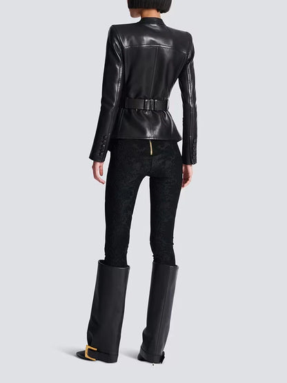 TWOTWINSTYLE Solid Slimming Spliced Pockets Temperament Jackets for Women V Neck Patchwork Button Fashion Jacket Female Clothing