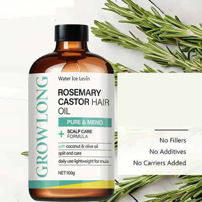 Rosemary Castor Hair Oil - Scalp Care & Split End Repair, Coconut Olive Oil Lightweight Blend, Winter Therapy | Kimlud...