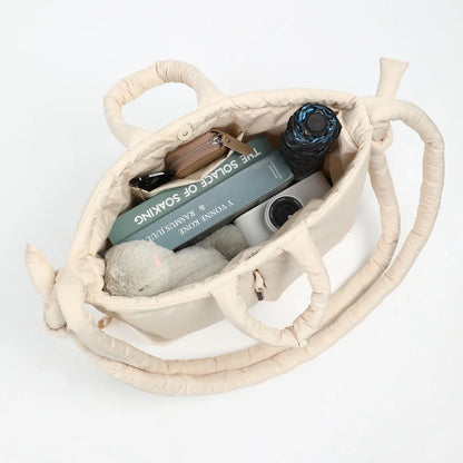 Puffer Backpack For Women Handbag With Top Handle Shoulder Bag Soft Lightweight Drawstring Puffy Tote Carry On Bag