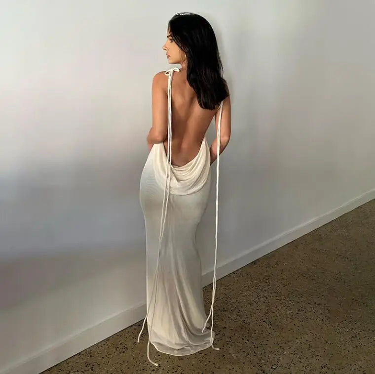 Sexy Halter Backless Long Summer Dresses Women 2025 Fashion Sundresses Purple Bodycon Maxi Nigth Club Party Dress Baddie...
