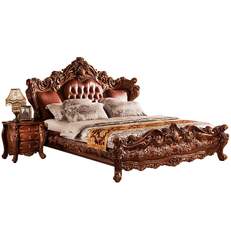 European Simple Bed Leather Princess Adult Aesthetics Design Square Bed Bedroom Queen Sleeping Muebles Lounge Suite...