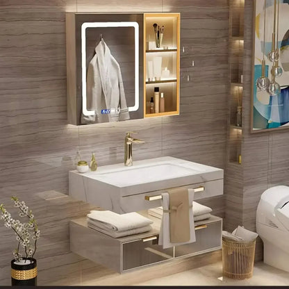 Modern Slate Bathroom Cabinet with Smart Mirror Ceramic Double Washbasin Bathroom Vanity Cabinets Under Sink Bathroom Furniture - Kimlud