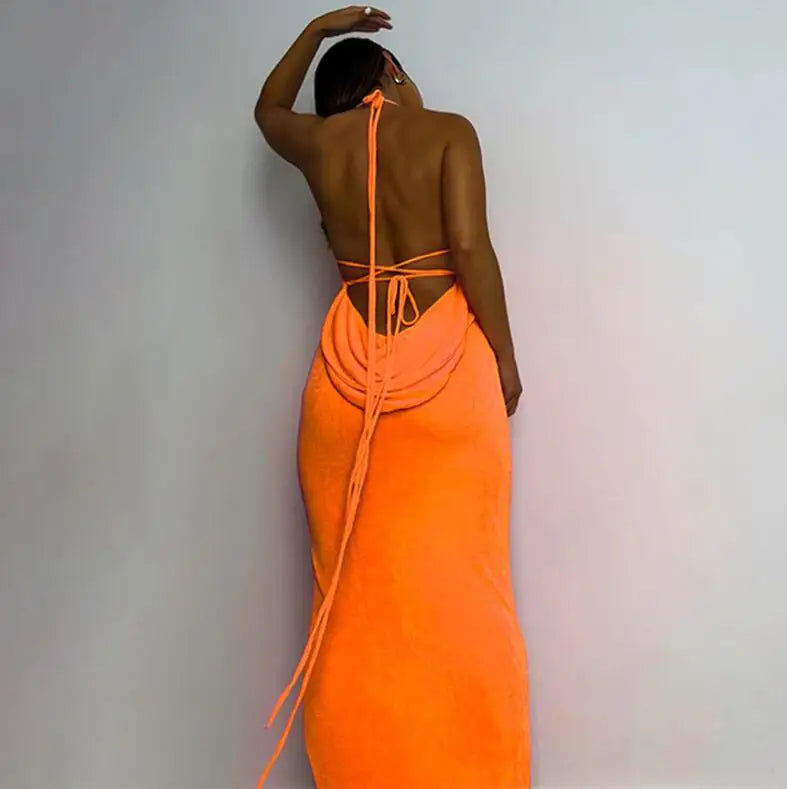 Sexy Halter Backless Long Summer Dresses Women 2025 Fashion Sundresses Purple Bodycon Maxi Nigth Club Party Dress Baddie...