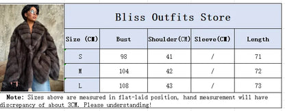 Women Patchwork Faux Fur Coat Elegant Contrast Full Sleeve Lapel Loose Long Staple Plush Jacket Winter High Street Outerwears