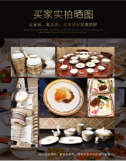 European Gold Luxury Tableware Designer Wedding Party Fine Bone China Dinnerware Sets Christmas Restaurant Vaisselle Dishes