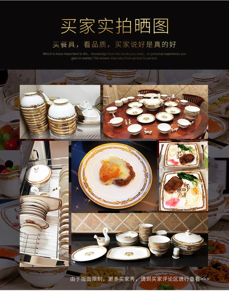 European Gold Luxury Tableware Designer Wedding Party Fine Bone China Dinnerware Sets Christmas Restaurant Vaisselle Dishes