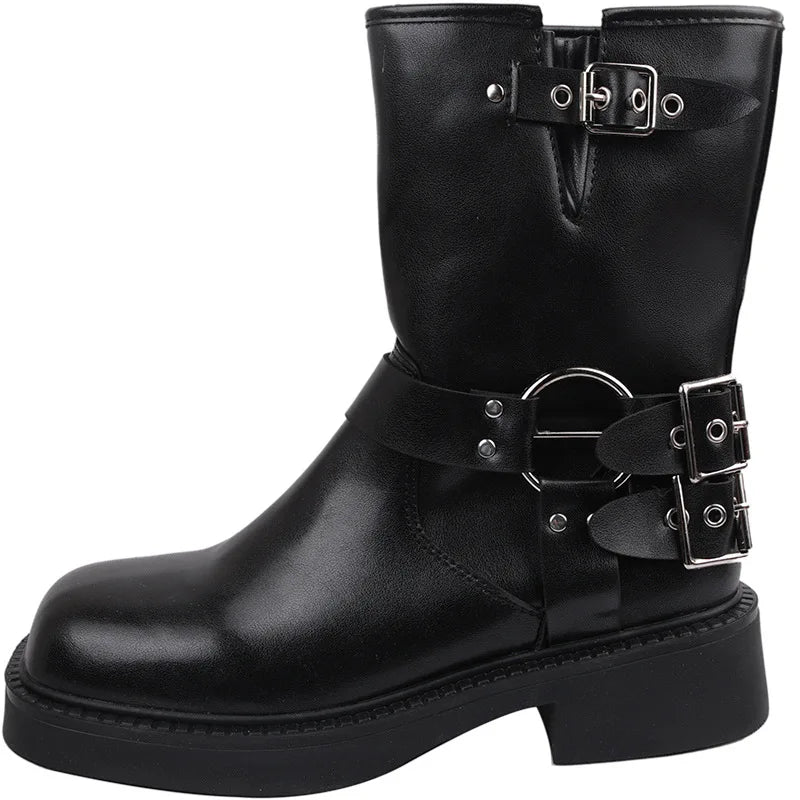 British style brown thick heeled women's 2025 new summer retro western cowboy boots thick soled knight boots