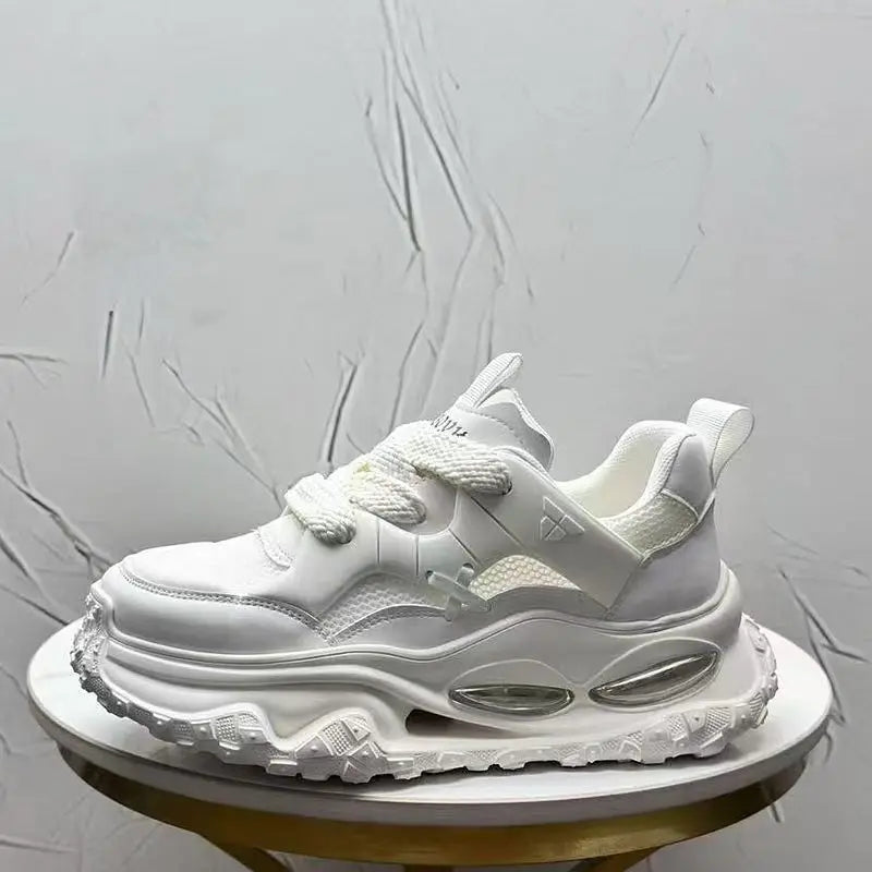 Men Breathable Mesh Casual Running Shoes Inner Elevation Thick Sole Shock-absorption Outdoor Teen Trend Unky Sneakers