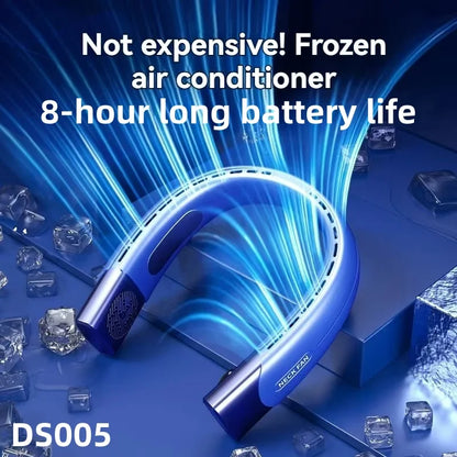 8000mAh USB Hanging Neck Fan Portable Bladeless Mini Rechargeable Mute LED Digital Display Electric Air Cooler Handheld - Kimlud