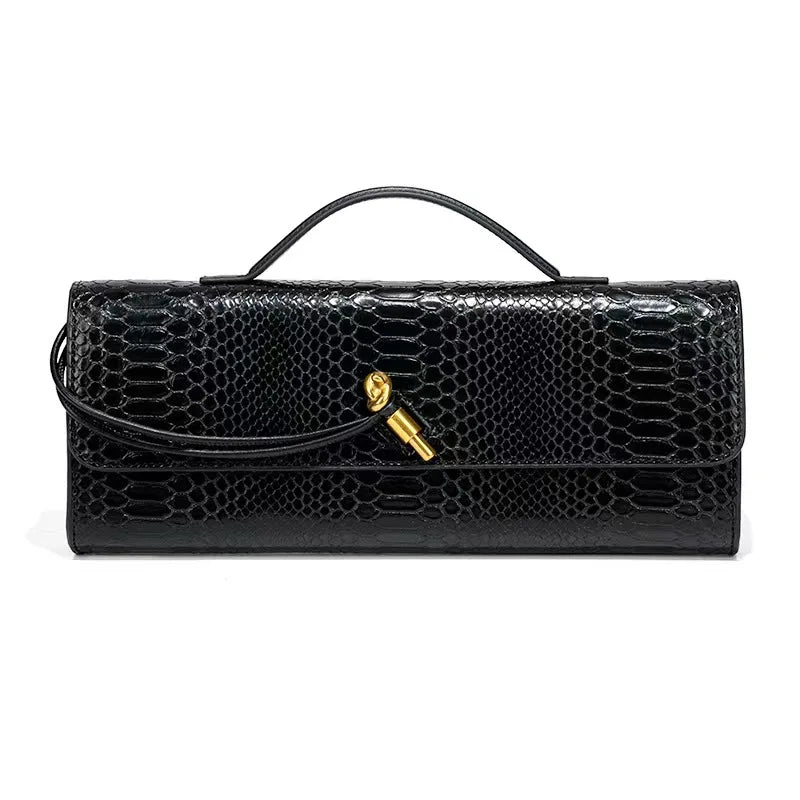 PU Leather Fashion Luxury Top-Handle Bag For Women Evening Handbag Long Purse Crocodile Pattern Crossbody Shoulder Bags...
