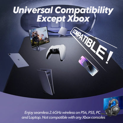 NUBWO G06 Wireless Headsets Gamer 2.4GHz Bluetooth 5.3 Gaming Headphones with Dual Microphone for PS5, PS4, PC, Mobile, Switch