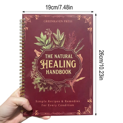 Natural Healing Handbook Spiral Bound Guide With Herbal Remedies And Recipes For Heart Health Blood Sugar Focus Boost 25x17.6cm