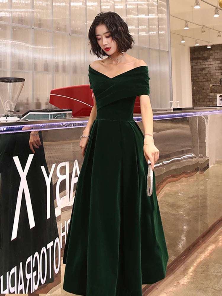 Lautaro Spring Long Luxury Elegant Wine Red Soft Velvet Evening Party Wedding Dresses for Women 2022 Off Shoulder Maxi...