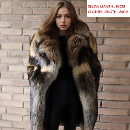 Real Raccoon Fur Coat With English Collar Natural Full Skin Coats Winter Jacket With Fur Best Selling Women's Leather Jackets