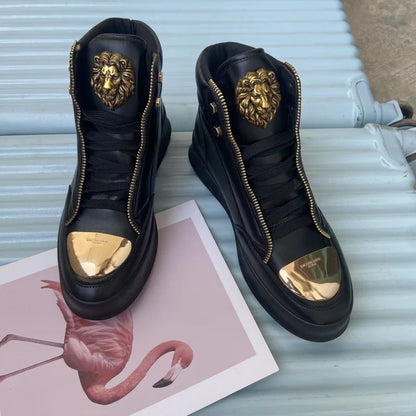 Zip decoration casual sneaker designer shoes for man luxury brand trainers running shoes high top sports casual ankle boots men - Kimlud