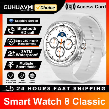 Watch 8 Ultra Classic Fashion Men GPS Map Compass NFC 3ATM Waterproof Smart Watch Rotating Dial HD Bluetooth Call Upgraded Watch