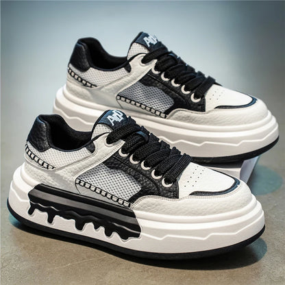 Men's Color-Blocked Thick-Soled Sneakers, Student Casual Wear-Resistant Skate Shoes, Breathable Street Fashion Men's Shoes 2026 New Model