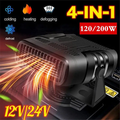 Car Heater 12V 24V 4in1 Powerful Defroster Defogger for Windshield 360 Rotation Vehicle Interior Heater Auto Accessories Winter