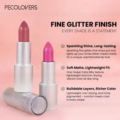 1PC Glitter Pearl, Various Shades, Cream Texture, Non-stick Cup, Sparkling Lipstick, Suitable for Christmas, Halloween Makeup - Kimlud