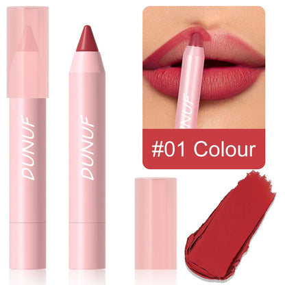18-Colors Lipstick Pencil Waterproof Sexy Red Matte Contour Tint Lipstick Lasting Non-stick Cup Lipliner Pen Lip Makeup...