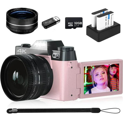 4K Digital Camera for Photography 48MP WiFi Auto Focus Livestream Video Camera 16X Digital Zoom YouTube Vlog Camera Flip...