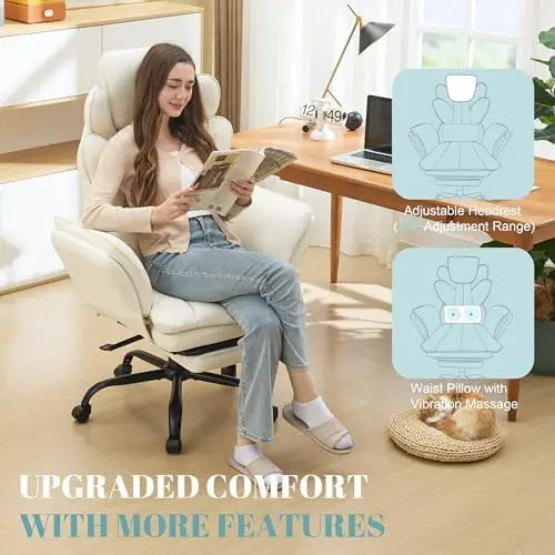 Flip Armrests Criss Cross Office Chair, Reclining Office Chair with Foot Rest, Adjustable Headrest, Massage Waist |...