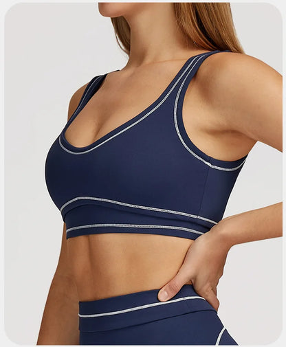 Breathable Yoga Bra Color Contrast Sports Bra Shockproof Gym Fitness Underwear High Strength Workout Top Female Sports...