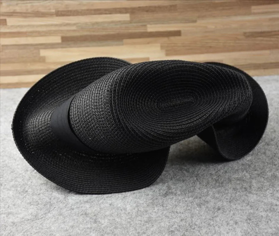 Over Size Straw Paper Sun Hat for Men Big Head  Panama Hats Male Outdoor Fishing Beach Foldable Jazz Top Hat Sunscreen Hats