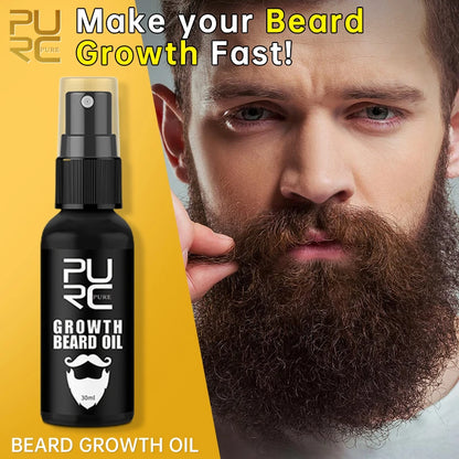 PURC Beard Growth Spray Essential Oil Beard Growth Oil For Men Thicker Full Attractive Hair Growth Beard Oil Care Beauty...