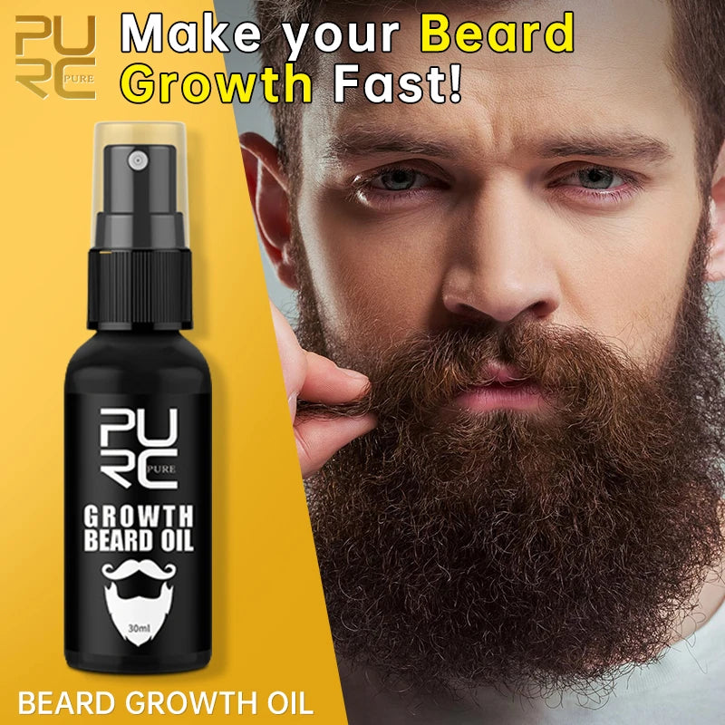 PURC Beard Growth Spray Essential Oil Beard Growth Oil For Men Thicker Full Attractive Hair Growth Beard Oil Care Beauty...