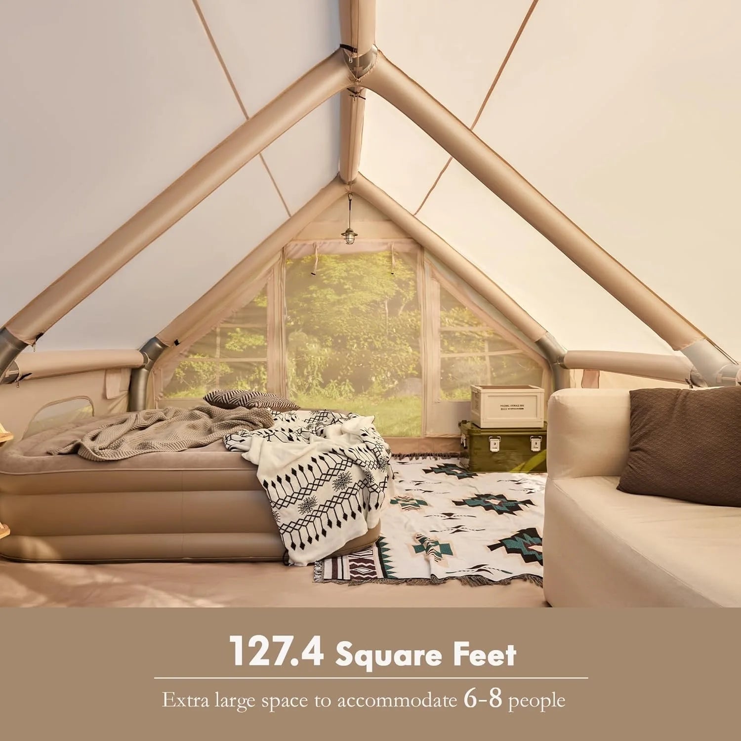 Inflatable Camping Tents 8-10 Person ,129 Sqft Large Inflatable Camping Tent with Stove Jack,Blow up Tent With Mesh...