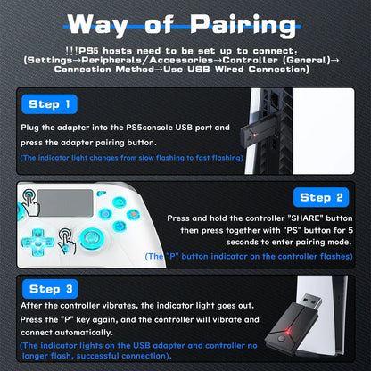 Wireless Controller For PS5 Console Supports BLACK MYTH WUKONG W/ Turbo Dual Vibration For Steam/PC Game Control Accessories