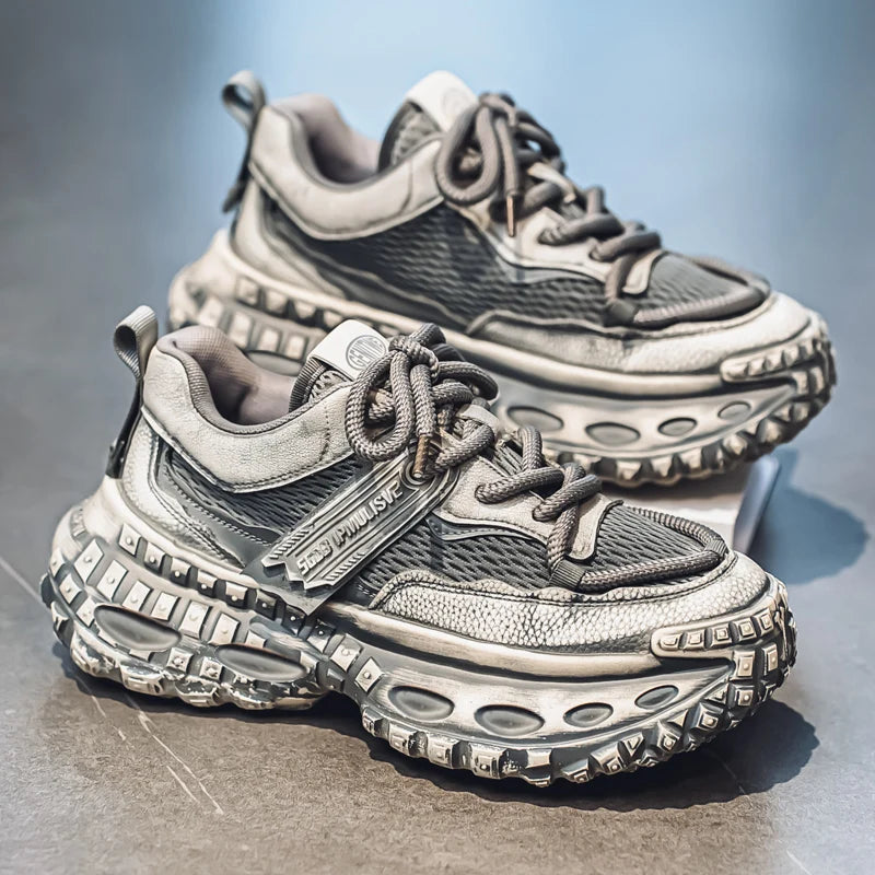 Men's Spring Summer Breathable Mesh Sports Shoes Casual Increased Height Thick Bottom Dad Shoes Wear-Resistant Rubber Sole