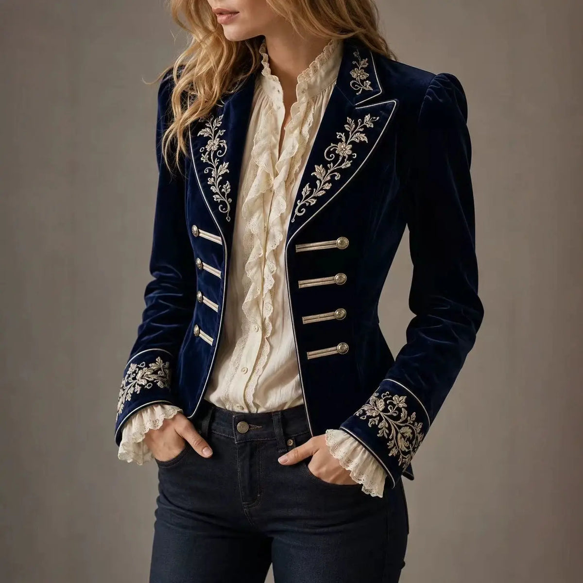 Retro Velvet Long Sleeve Jacket Coat European American Fashion Elegant Double Breasted Coat Outerwear For Women Spring Falll Top