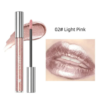 Diamond Liquid Lipstick Moisturizing Long-Lasting Makeup Mirror Gloss Sparkling Pink Lip Glaze Non Stick Cup Lip Gloss...