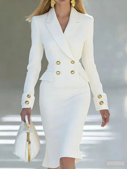 Fashion Long Sleeve V-neck Women's Dress Elegant High Waist Wrap Hips Party Dress for Women Office Lady Solid Color Slim Dress