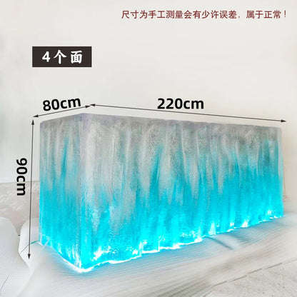 Premium Light Luxury Transparent Resin Hotel Front Desk Restaurant Villa Kitchen Partition Luminous Crystal Glacier Island Table