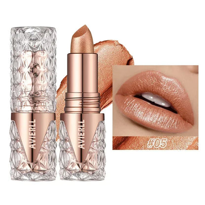 10 Colors 3 in 1 Pearlescent Lipstick Long Lasting Moisturizing Sparkling Quicksand Gold Lip Gloss Pearl Shimmer Sexy Lip Makeup - Kimlud