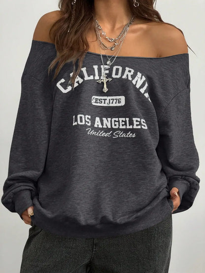 Casual Basic Knitted Single Shoulder Loose Long Sleeve Grey Sports Shirt Long Top Comfortable Loose Fit Grey Knitwear