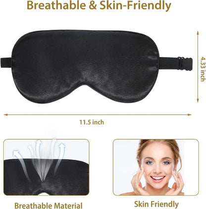 Soft Silk Sleep Mask Eye Masks for Sleep, 100% Blackout, Zero Eye Pressure, Blindfold with Adjustable Strap, Travel Eye Covers