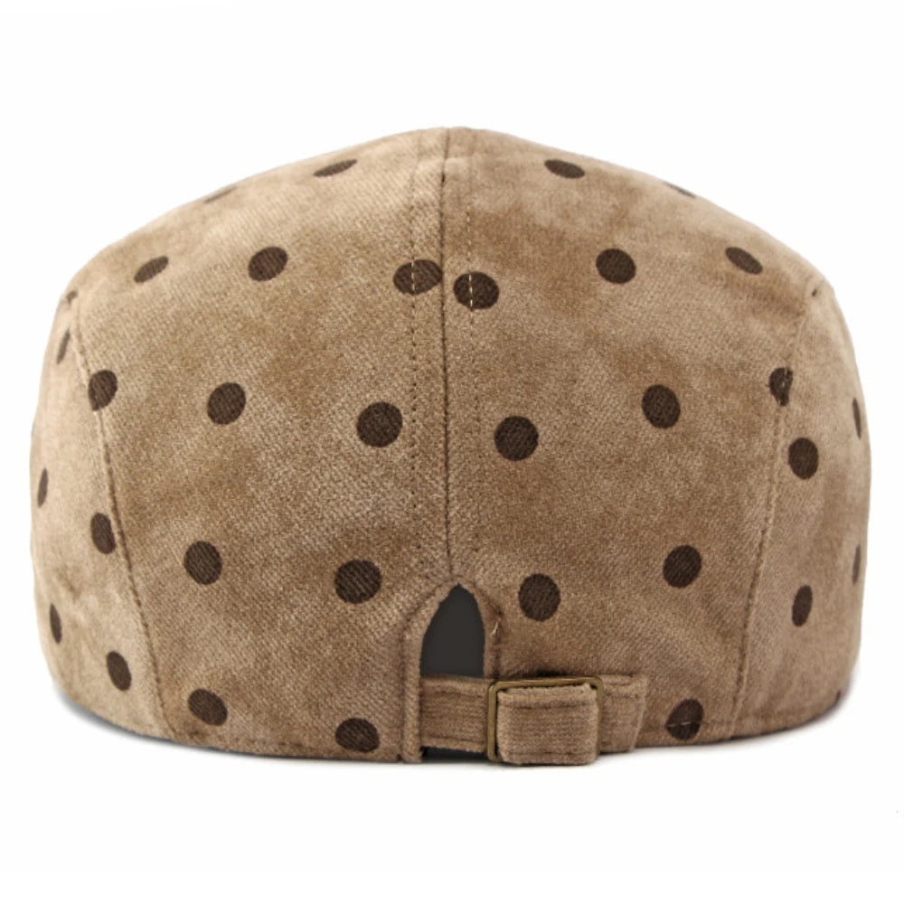 HT5153 Berets for Men Women Retro Artist Painter Beret Hat Male Female Dots Adjustable Ivy Flat Cap Autumn Faux Suede Beret Cap